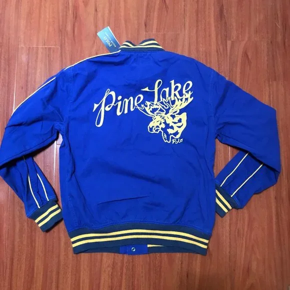 NWT $498 POLO SPORTSMAN RALPH LAUREN PINE LAKE BASEBALL JACKET BLUE YELLOW SZ M - Picture 2 of 7